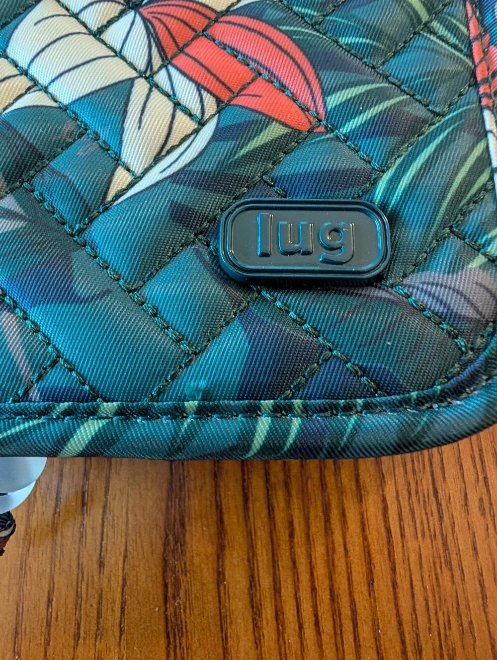 Lug Sleeper Brush Holder - Teal Floral Leaf Print - NEW